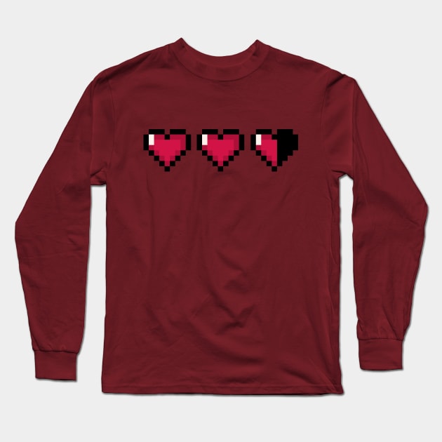 Video Game Hearts – Almost Full Health Long Sleeve T-Shirt by ExtraMedium